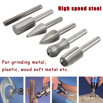 

Wolike 6Pcs 6mm 1/4 Inch Shank High Speed Steel Rotary File Burrs Bit Grinder Head Carving Tool Set Drill Milling Cutter Carving