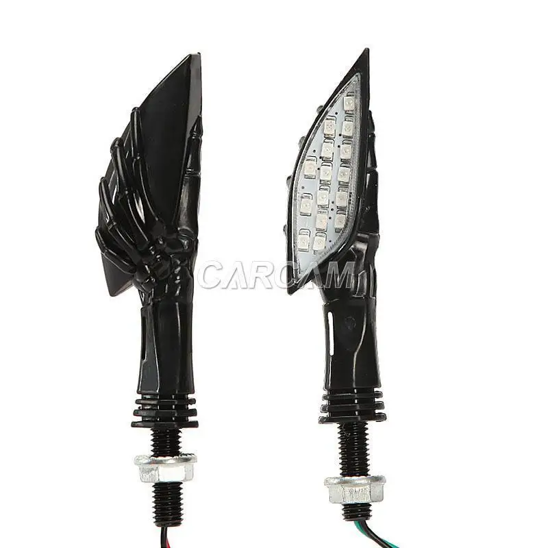

15 led Black Skull finger Motorcycle Turn Signals Indicator Pair