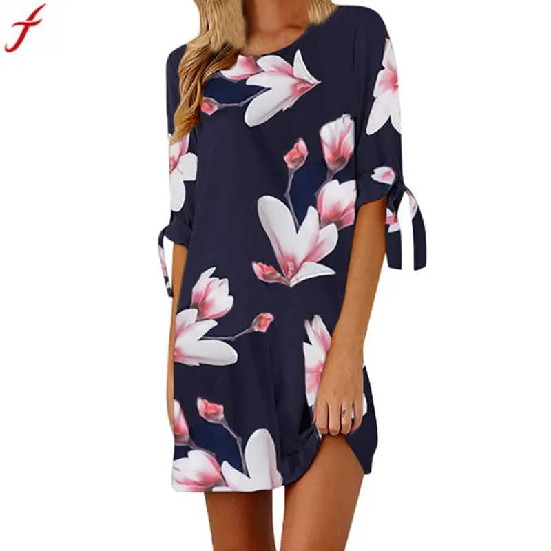 vestidos verano 2018 Spring Summer Floral Print Dresses Women Bowknot ...
