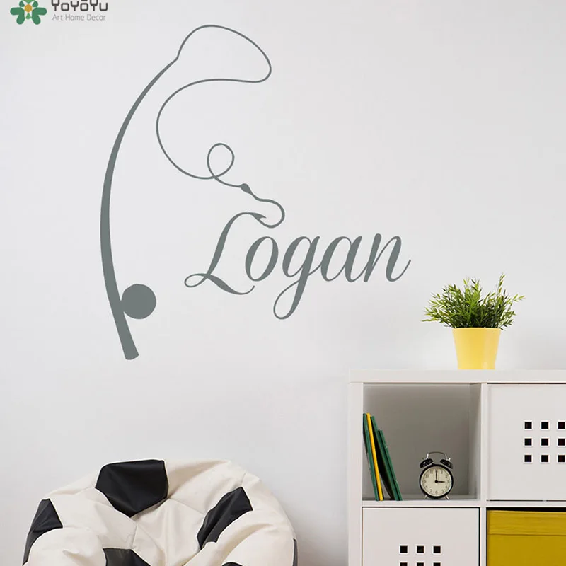 YOYOYU Vinyl Wall Decal Fishing Rod Personalized Custom Name Kids Room Removable Home Decoration Stickers FD318 YOYOYU Vinyl Wall Decal Fishing Rod Personalized Custom Name Kids Room Removable Home Decoration Stickers FD318