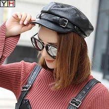 Женская Настоящая кожаная шляпа, черная гладкая шляпа для вождения, модная уличная спортивная кожаная шляпа, модная теплая кожаная шляпа