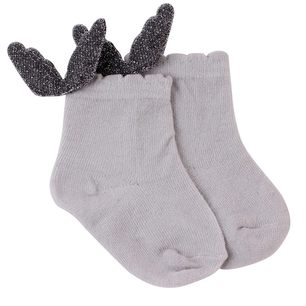 Носки для новорожденных, летние милые хлопковые ползунки для девочек с крылышками, высокие носки, Skarpetki Niemowlak, носки для малышей - Цвет: Gray
