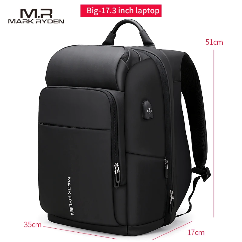 Mark Ryden Men's Multifunctional Backpack USB Charging 17 inch Laptop Bag Large Capacity Waterproof Travel Bags For Men Business