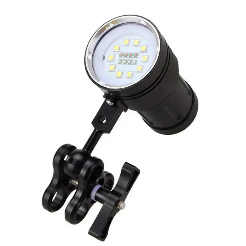 10x XM-L2+4x R+4x B 12000LM LED Photography Video Scuba Diving Flashlight Torch powerful led flashlight waterproof #4S6 (2)