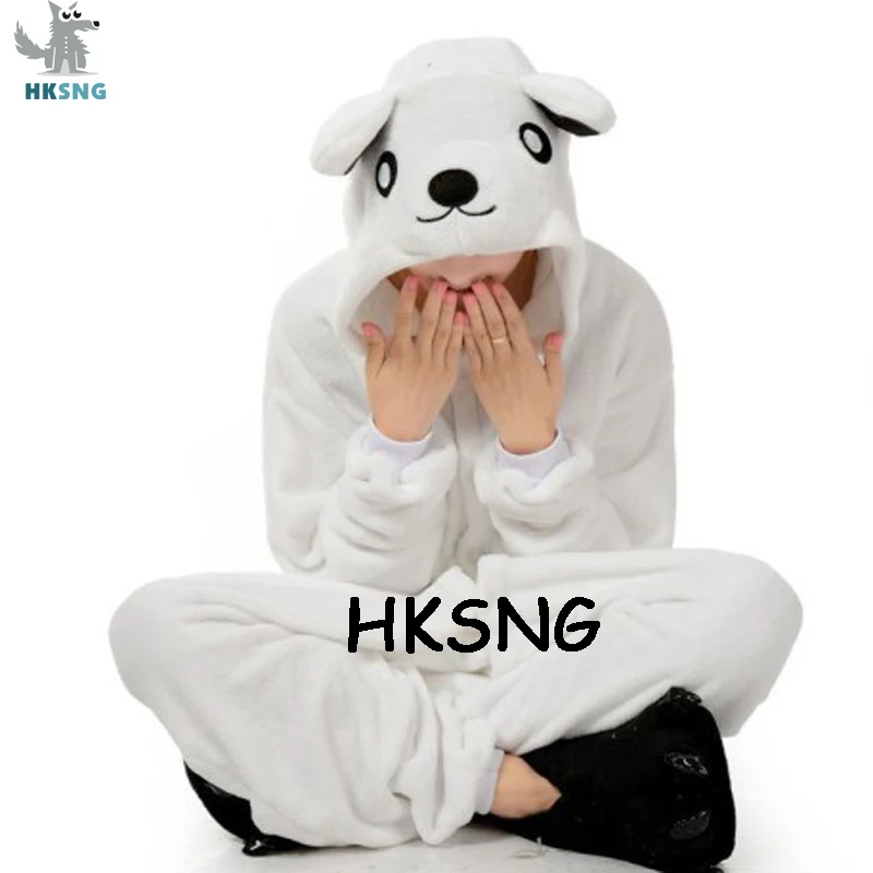 HKSNG новые флисовые пижамы для взрослых животных белый медведь кигуруми костюмы
