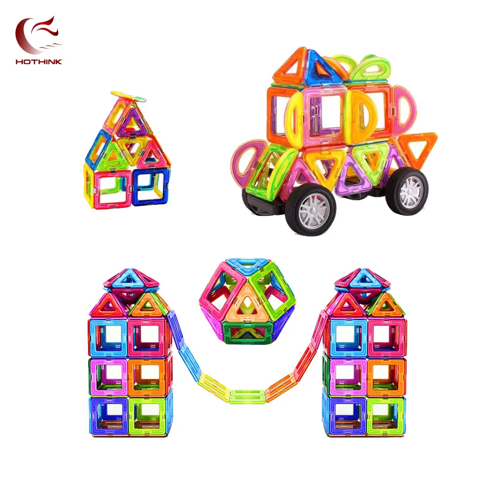 HOTHINK big size Magnetic Blocks 69pcs Enlighten Education DIY magnetic Blocks construction set Toys For Children Kids