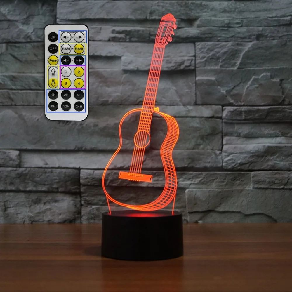 

Touch Switch Guitar Design Table Desk Light 3D Acrylic LED Night Light Lamp Acrylic Room Atmosphere Light for Home Office
