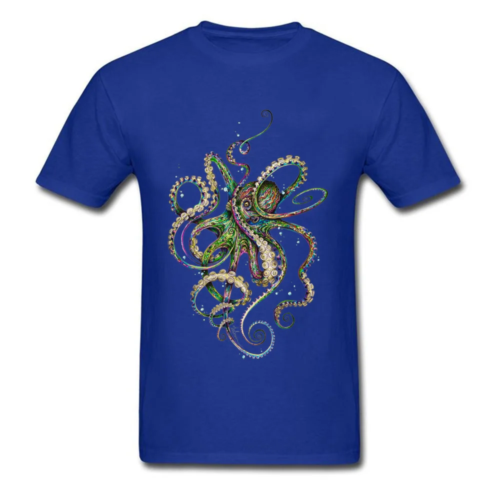 Octopsychedelia Comics Summer/Fall 100% Cotton Round Collar Mens Tops Tees Design Tops T Shirt Faddish Short Sleeve Top T-shirts Octopsychedelia blue
