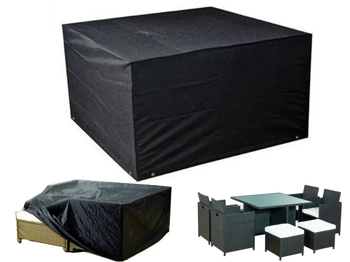 Открытый патио стол покрытие Универсальный стул набор мебели чехол водонепроницаемый сад защитные пылезащитные Чехлы навес 3 размера черный