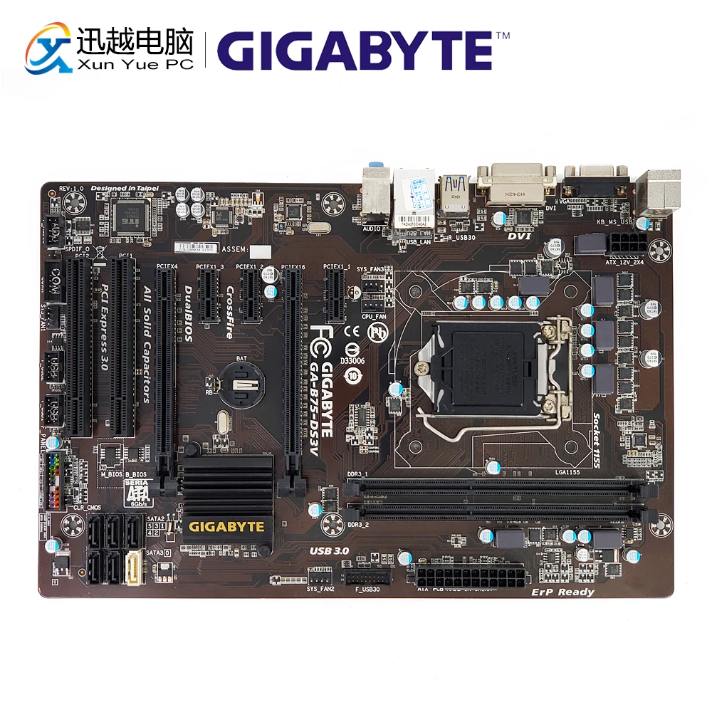 

Gigabyte GA-B75-DS3V Desktop Motherboard B75-DS3V B75 LGA 1155 i3 i5 i7 DDR3 16G SATA3 USB3.0 COM Port VGA DVI ATX