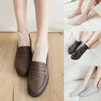 

Womens Lace Antiskid Invisible Low Cut Socks Toe Ankle Socks L311