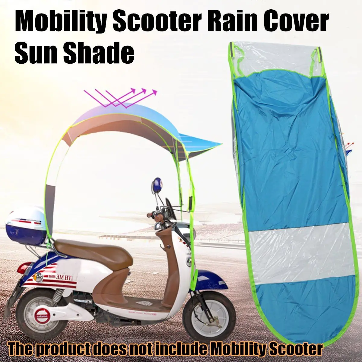 

2 pcs Motorcycle Scooter Cover Motorbike Sun Rain Wind Cover Electric Car Prevent Umbrella Raincoat 2.8*0.8*0.75M