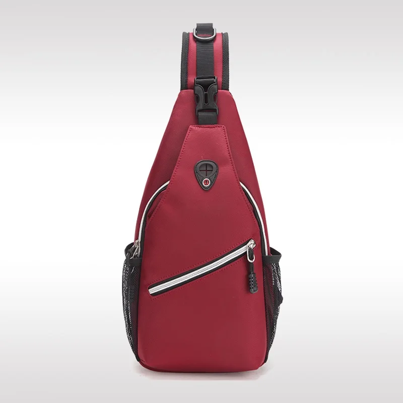 Мужская нагрудная сумка, сумка через плечо, гарнитура с отверстием, подходит для музыки, дышащая, большая, маленькая, для отдыха, на ремне, мужская сумка-мессенджер - Цвет: Red2