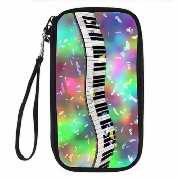

Noisydesigns Passport ID Card Holder 3D Denim Pocket color piano keyboard Printed Women Cluth Wallet Coin Purses for Girls Bags