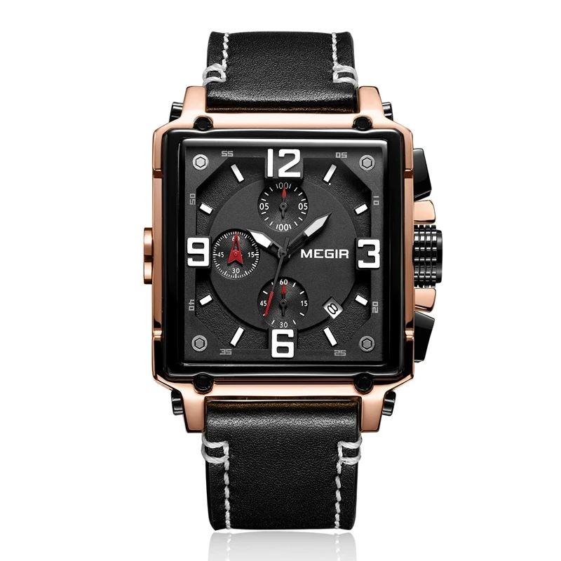 

MEGIR Creative Men Watch Top Brand Luxury Chronograph Quartz Watches Clock Men Leather Sport Army Military Wrist Watches Saat