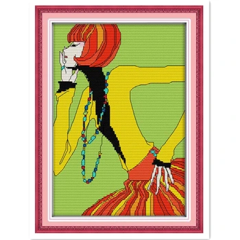 

Fashion Girl DIY Set Home Decor Painting Cartoon cross stitch cross stitch kit Chinese Counted Cross Stitch Pattern Needlework
