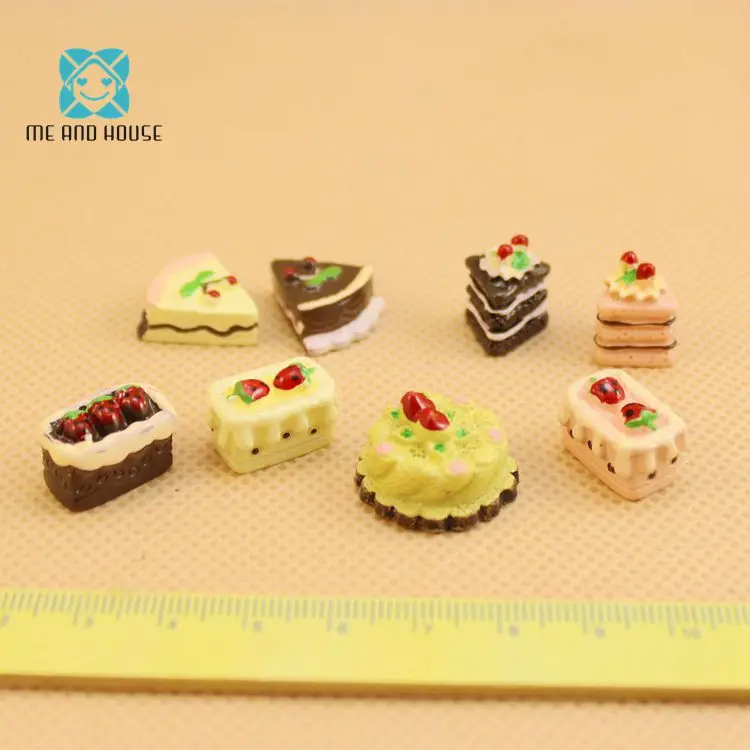 1:12 Кукольный дом миниатюрная кухня День рождения Торты десерт пончик кондитерские изделия 8 штук - Цвет: birthday cake