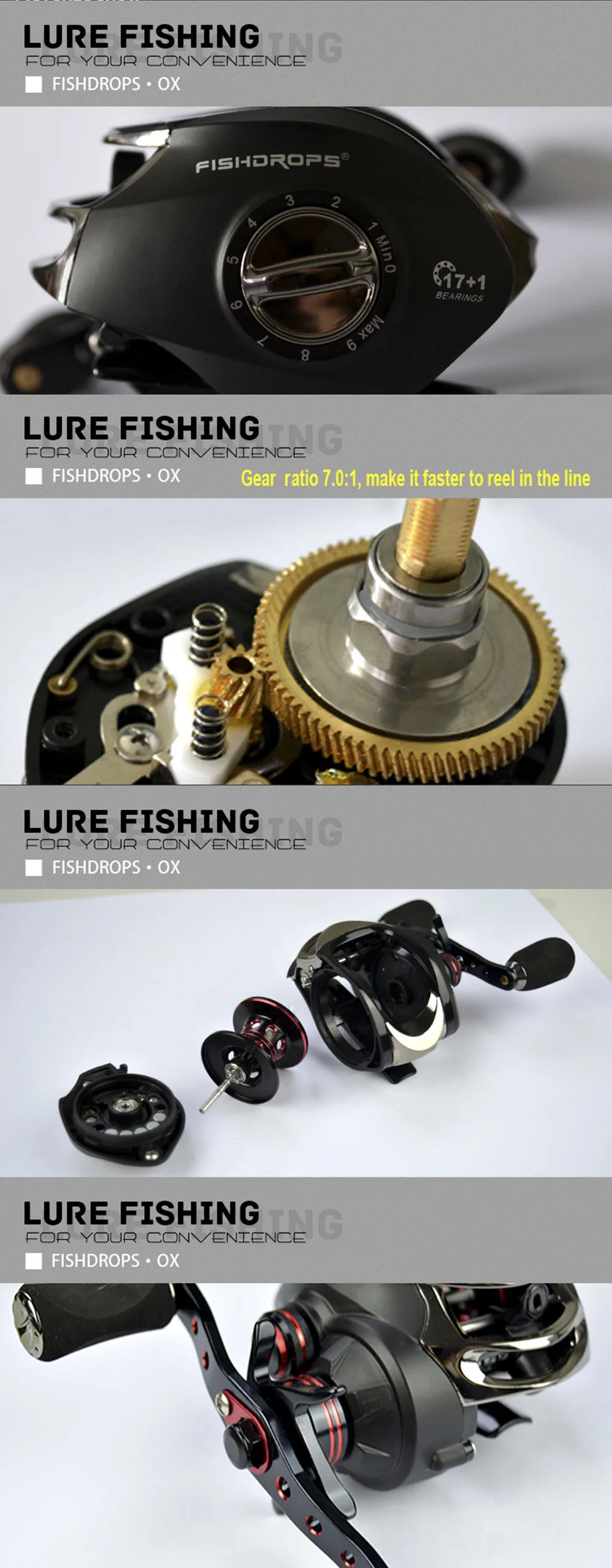 FISHDROPS 17+ 1BB в форме оружия левой и правой рукой Baitcasting катушка для перчатка-палец