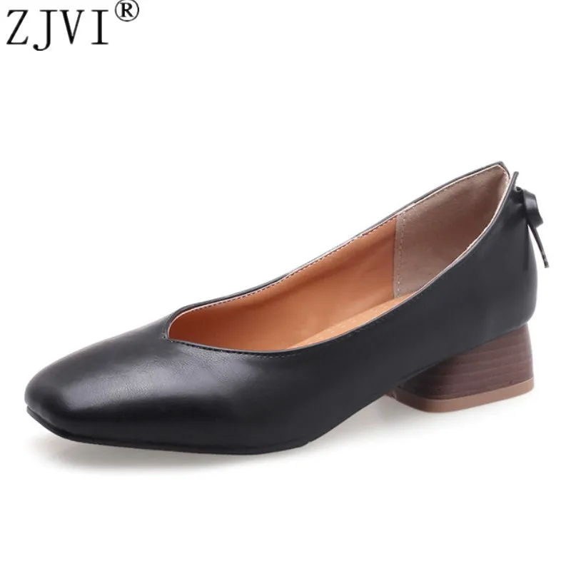 Buy ZJVI women 3cm square mid heels pumps 2018 summer