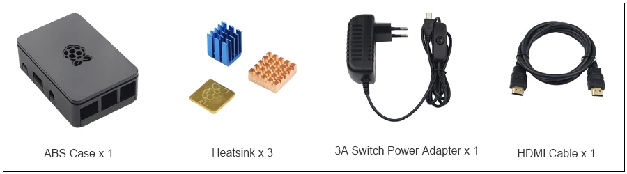 Raspberry Pi 3 Model B+ Plus ABS Чехол комплект+ sd-карта 16 32 ГБ+ адаптер питания 3A+ радиаторы+ кабель HDMI+ 40pin GPIO кабель платы