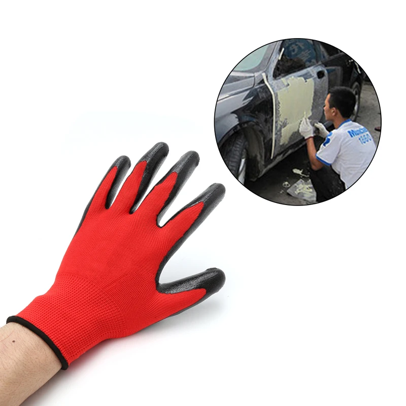

1 Pair Nitrile Coated Working Gloves Nylon Safety Labour Factory Garden Repair