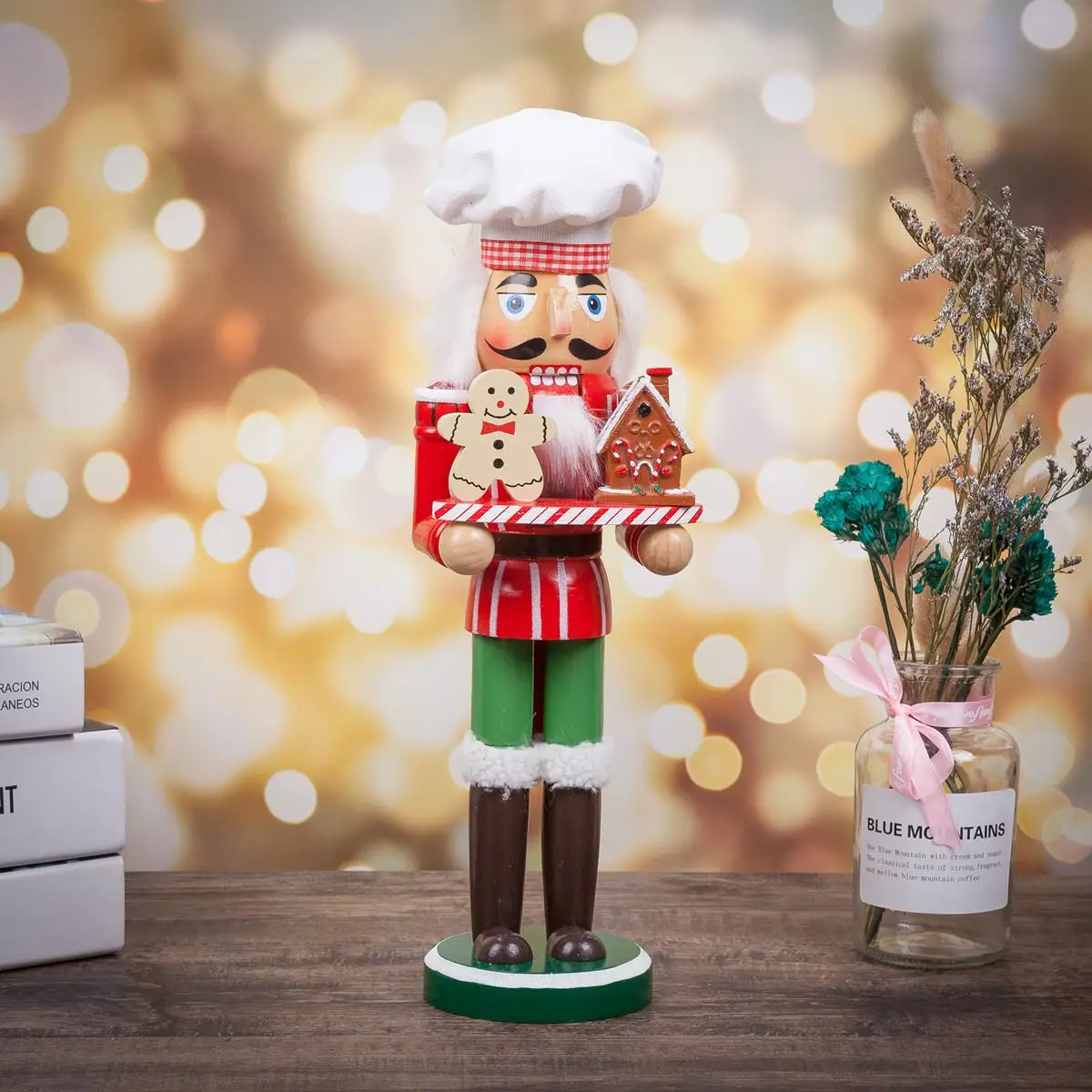 35 см Дерево Щелкунчик Рождество Санта Клаус Конфеты шеф-повар Снеговик кукла украшение дома орнамент деревянные поделки - Цвет: 2
