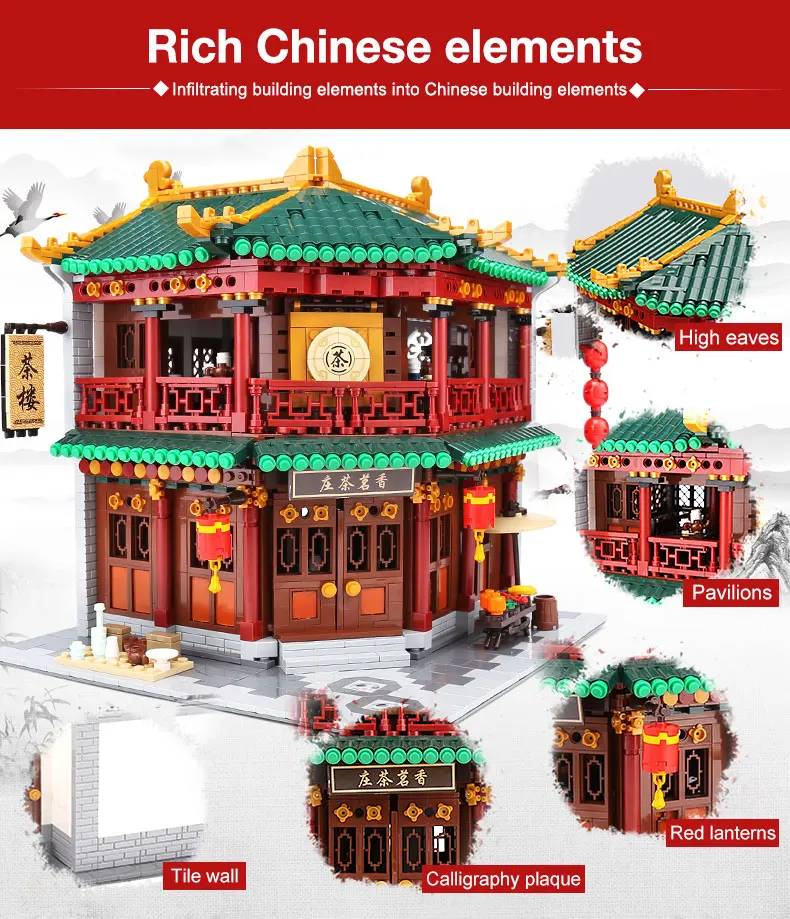 DHL XINGBAO 01021 3033 шт. китайский здание серии мультяшек Чай дом из конструкторных