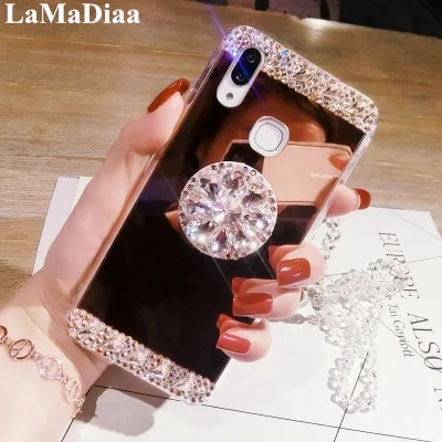 

Phone Cases For Redmi 4X 4A 5A 5Plus Note3 4 4X 5A Prime Luxury Glaring Sparkle Bling Diamond Stand Soft Mirror Anti-Fall Cover