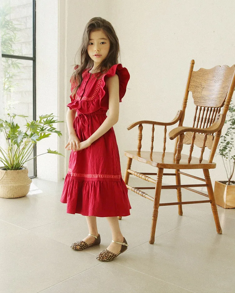 Новое Брендовое летнее платье для девочек, детское кружевное платье из чистого хлопка с листьями лотоса, детское платье принцессы, платье для родителей и детей,#2791