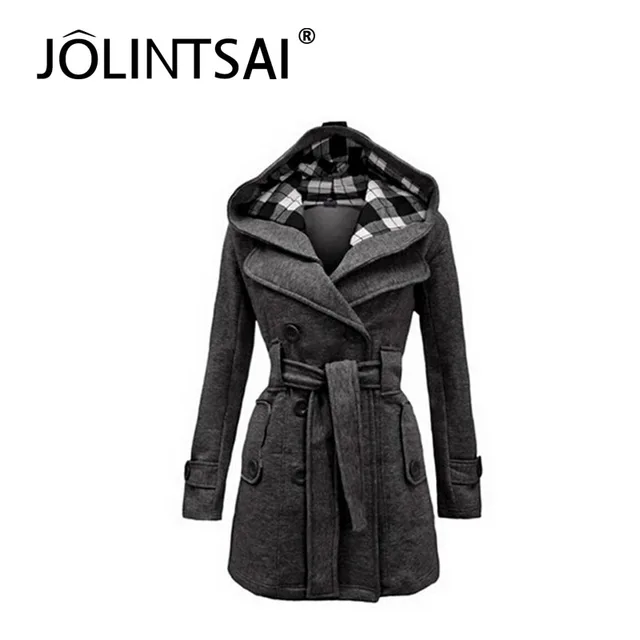 Winter Coat Women 2015 Double Breasted Casual Slim Long