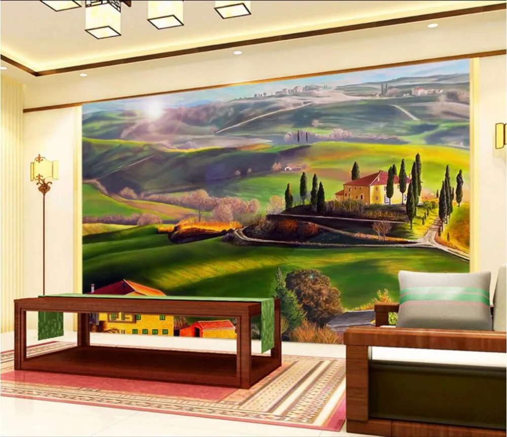 

Custom mural 3d living room wallpaper Rural landscape field home decoration painting 3d wall murals wallpaper for walls 3 d