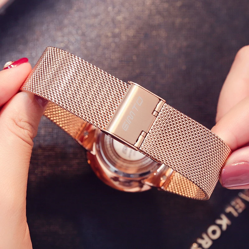 GIMTO Brand Luxury Gold Women Watches Steel Quartz Ladies Rose Bracelet Watch Casual Clock Lovers Girl Simple Wristwatch Relogio