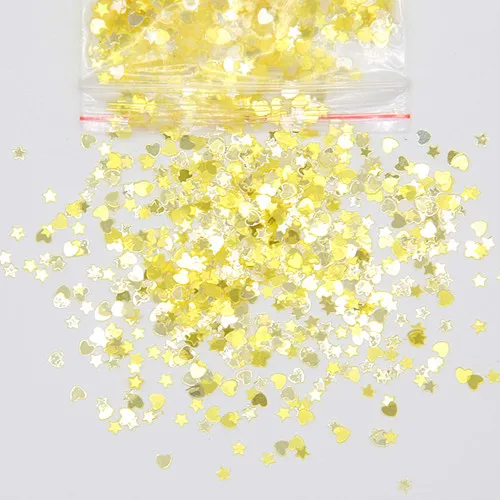 Ультратонкие Блестящие Блестки, 3 мм, Звездные рассыпчатые блестки, для свадебного творчества, сделай сам, наклейки для ногтей, для красоты, ПВХ, для маникюра, Lentejuelas, 10 г, 20 г - Цвет: Star Heat yellow