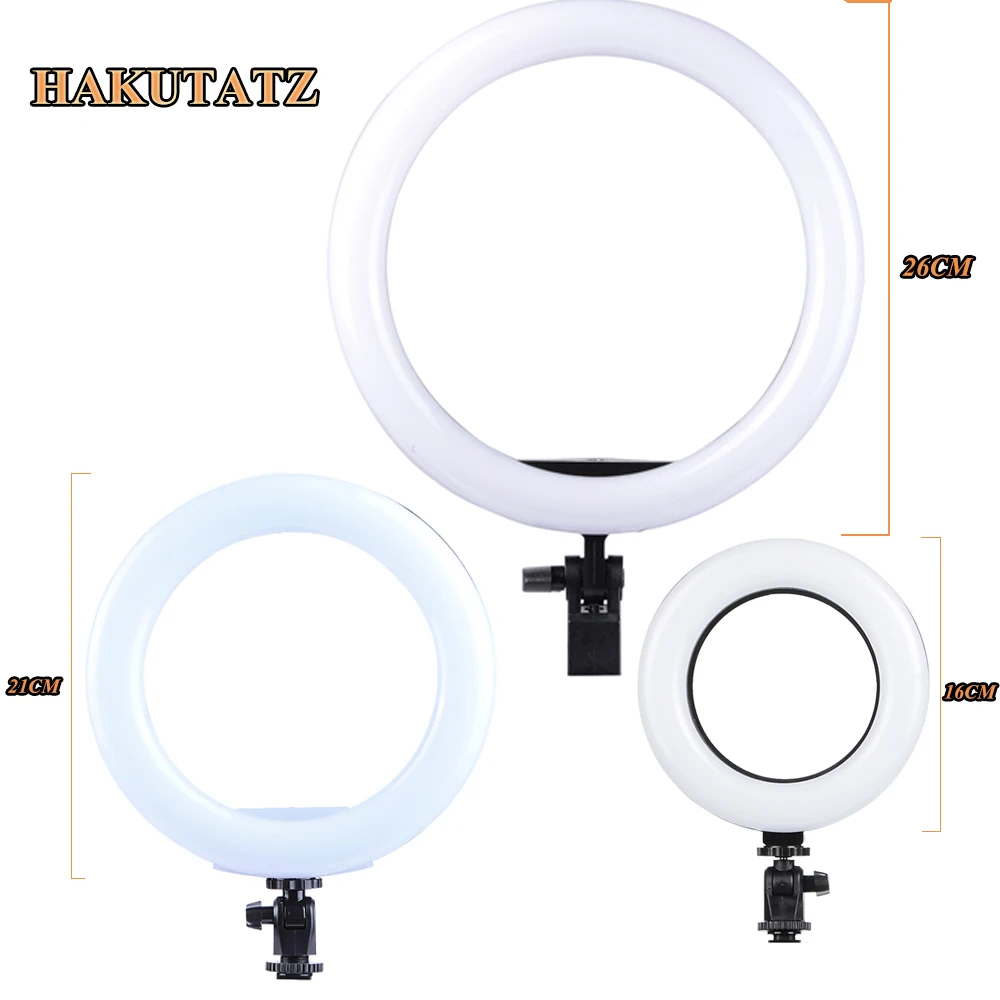 

Photography LED Selfie Ring Light 16/21/26cm three-speed Stepless Dimmable Lighting Lamp For Makeup Video Live Studio
