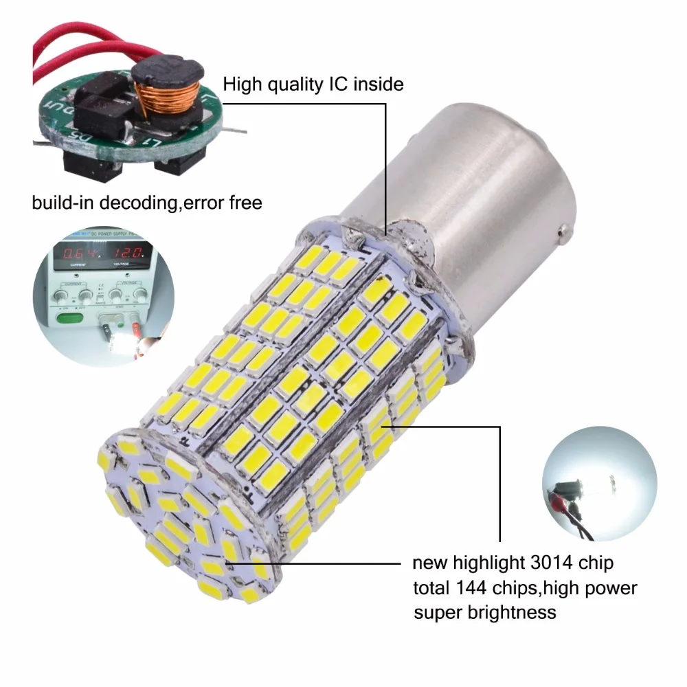 1 шт. Супер Белый 1156 BA15S 1141 1003 7506 3014 114SMD Светодиодный лампочки CanBus Erro Поворотная сигнальная Резервное копирование задний фонарь заднего тормоза задний фонарь свет