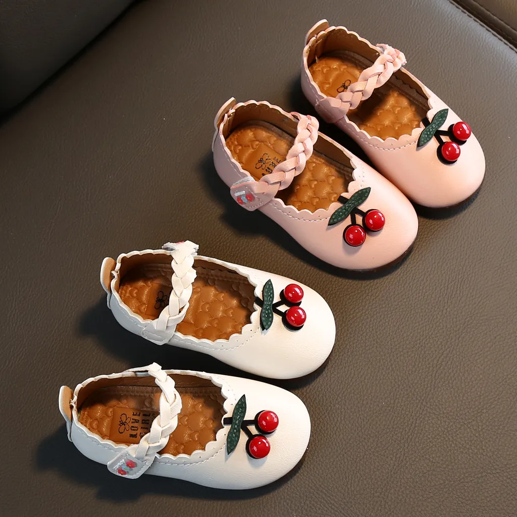 Детская обувь принцессы из вишневой кожи для маленьких девочек; однотонная Милая одежда для малышей; zapatos de nino# Zer