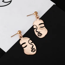 Абстрактные длинные висячие серьги в форме лица, уникальный дизайн, длинные висячие серьги для девушек, ювелирное изделие, серьги Boucles d'oreuilles