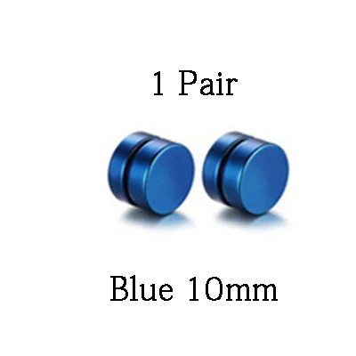 1 пара различных размеров магнитный камень без пирсинг для уха зажимы для влюбленных мальчиков подружек геометрические круглые ювелирные аксессуары в стиле панк - Окраска металла: Blue 10mm