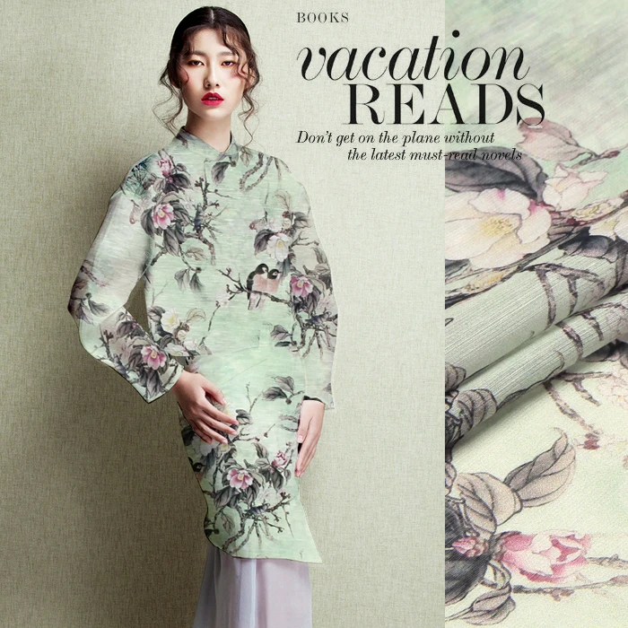 

2015070642 fashion Digital Printed Silk Linen Fabric