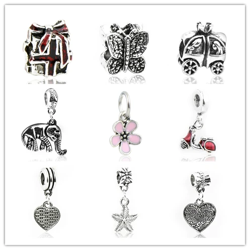 

Btuamb Punk Vintage Tibet Silver Color Elephant Gift Box Flower Star Love Heart Charm Beads Fit Pandora Tribal Bracelets Collier