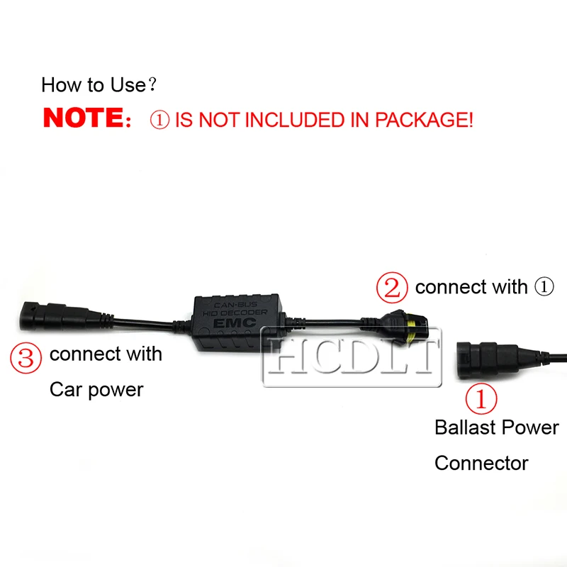 HCDLT 2PCS Canbus HID Decoder For Car Headlight HID Xenon Kit H1 H3 H7 H11 9005 9006 No Error EMC Warning Canceller Harness Wire (3)