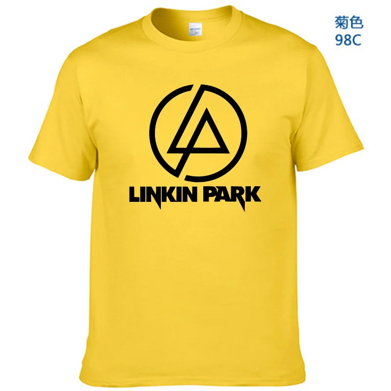 Летняя модная мужская футболка Lincoln LINKIN Park, хлопковая брендовая одежда Linkin, короткие топы, футболки - Цвет: Yellow-B