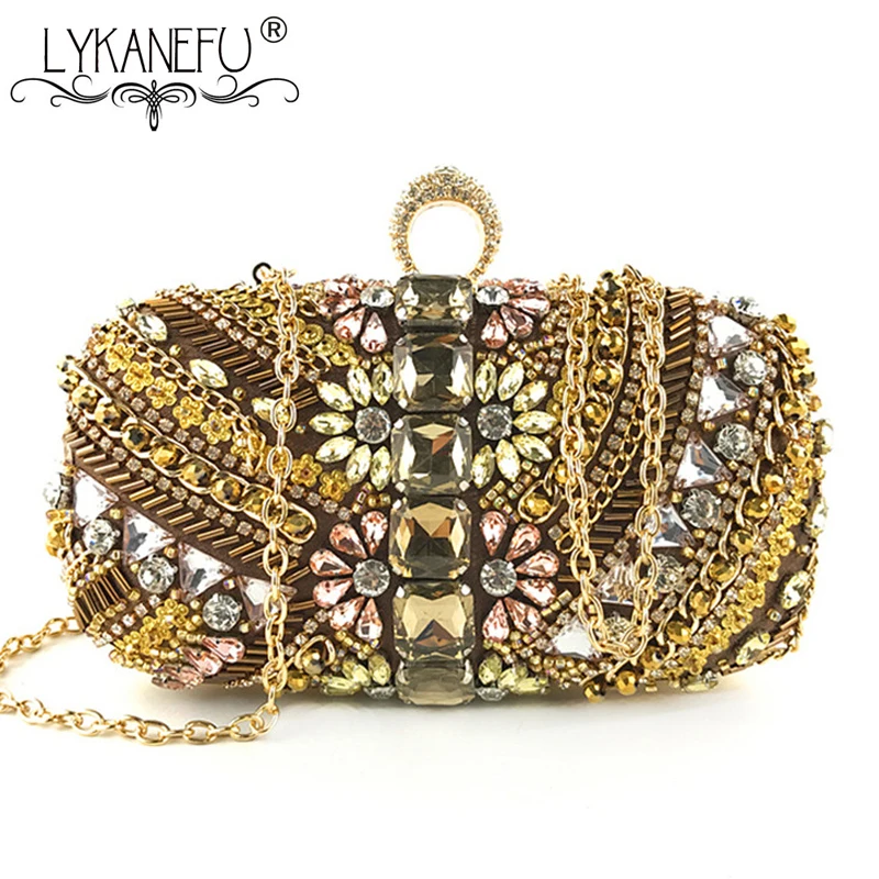 LYKANEFU Luxury Banquet Party Evening Bag Box Women Diamonds Ladies Purse Day Clutches Bride Wedding Hand Shoulder | Багаж и сумки