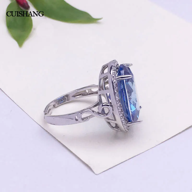 CSJ New Design Elegant 925 Sterling Silver Engagement Rings Tanzanite Sapphire Stones Rings for Woman Girl Fine Jewelry