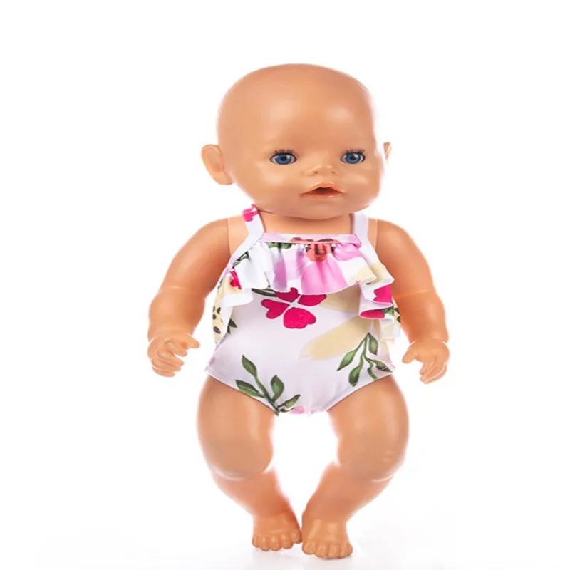 Doll Clothes Accessories Fit 18 inch 43cm Born Baby Doll Swimming Suit Peach Blossom Clover Clothes For Baby Birthday Gift