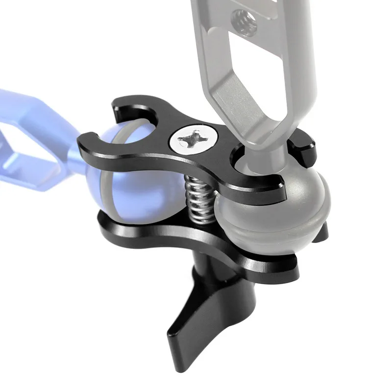 Aluminum CNC 2-Hole Diving butterfly clip Clamp Light Arm Ball Head  Mount Adapter For Gopro Xiaomi Yi Action Camera Tripod Accessories (16)
