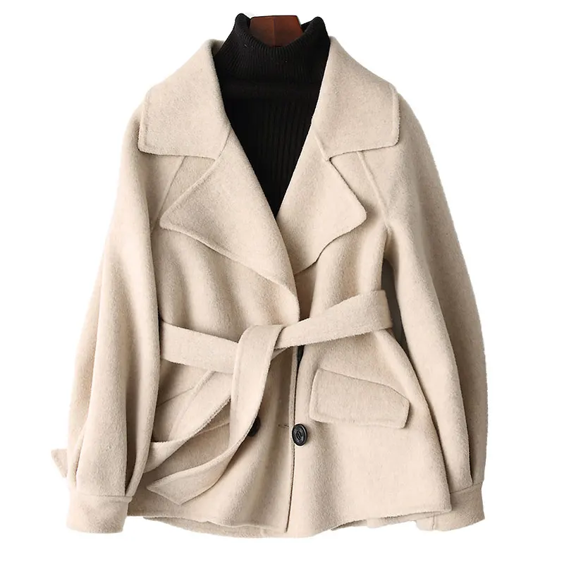 

Women Tops Korean 93% Wool Coat Female Jacket Vintage Autumn Winter Jacket Women's Fur Coat Double Side Woolen Coats ZT1671