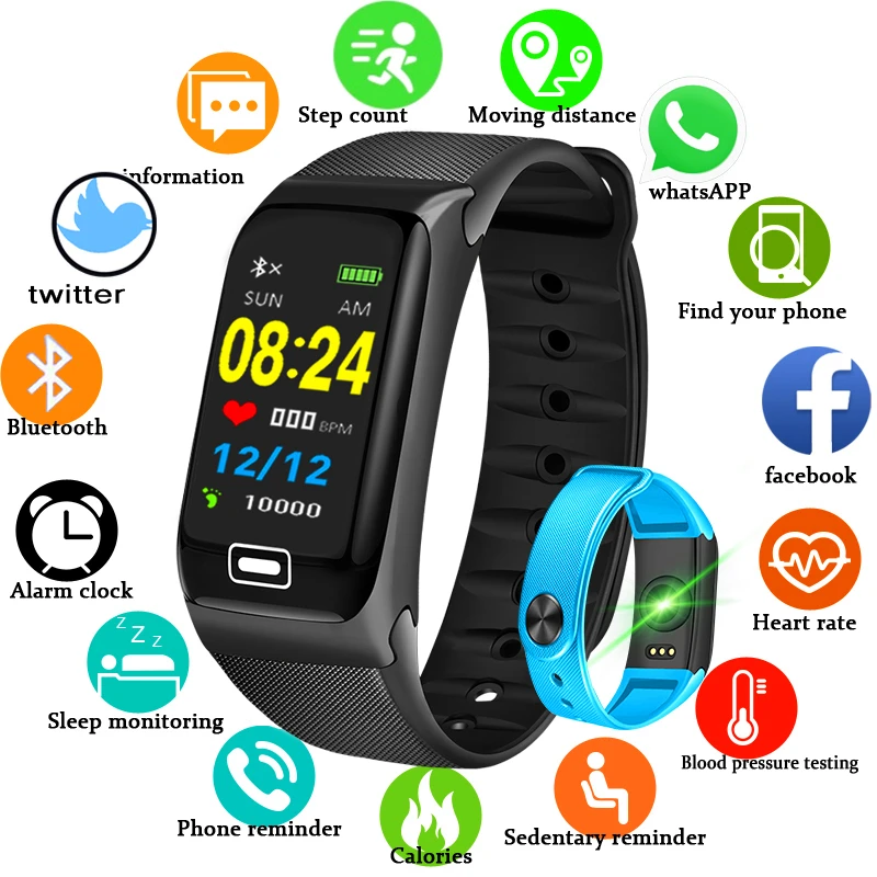 

LIGE New Smart Wristband Heart Rate Blood Pressure Monitor Sport Fitness Tracker Bracelet Smart Band Pulseira inteligente+Box