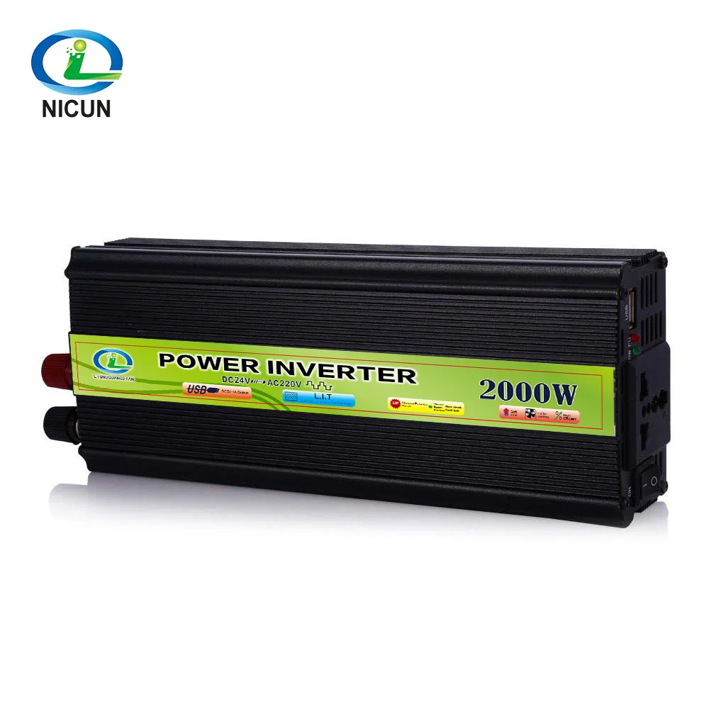 New NICUN 2000W Car Inverter Vehicle Inverter DC 24V to AC 220V Power