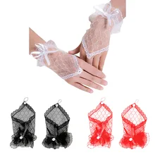 Дом и гнездо 1 пара Для женщин с принтом «Yummy» пчела кружевные перчатки без пальцев женское интересное платье Вечерние Для женщин Короткие Выпускные производительность активности#0327